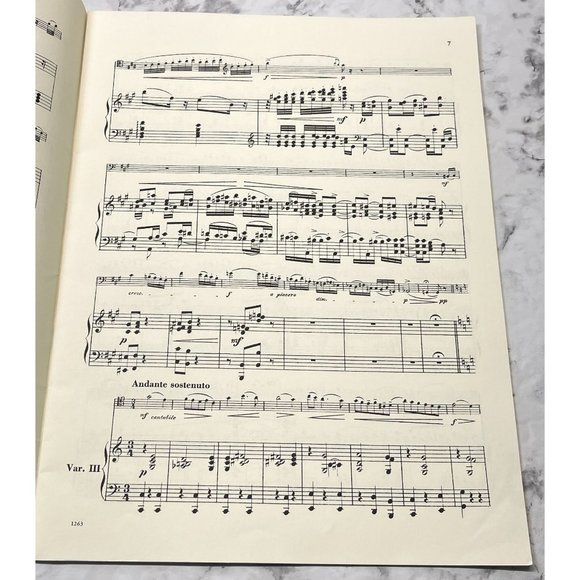 Tchaikovsky Variations on a Theme Rococo Opus 33 Cello and Piano Vintage Sheet M - Picture 5 of 6
